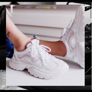 New, oversized leather & textile trainers